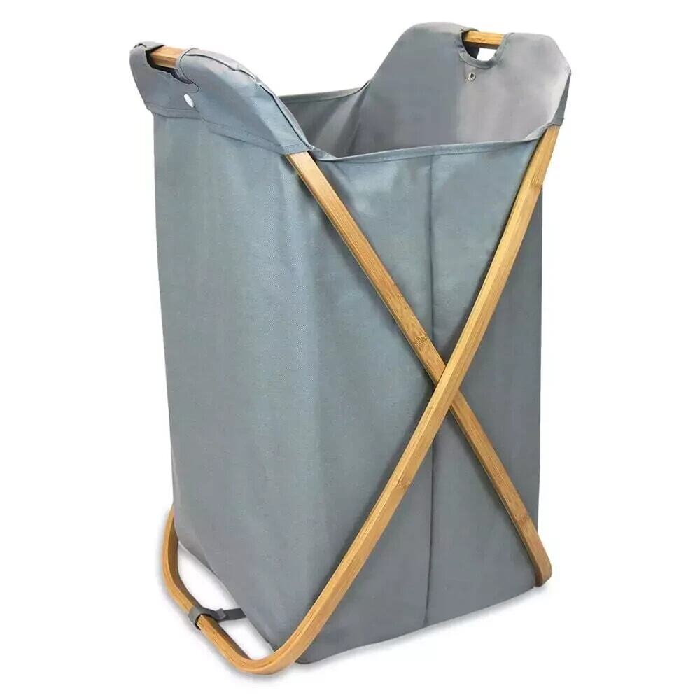 Bamboo Foldable Laundry Hamper X-Frame Portable Removable Storage Organizer New
